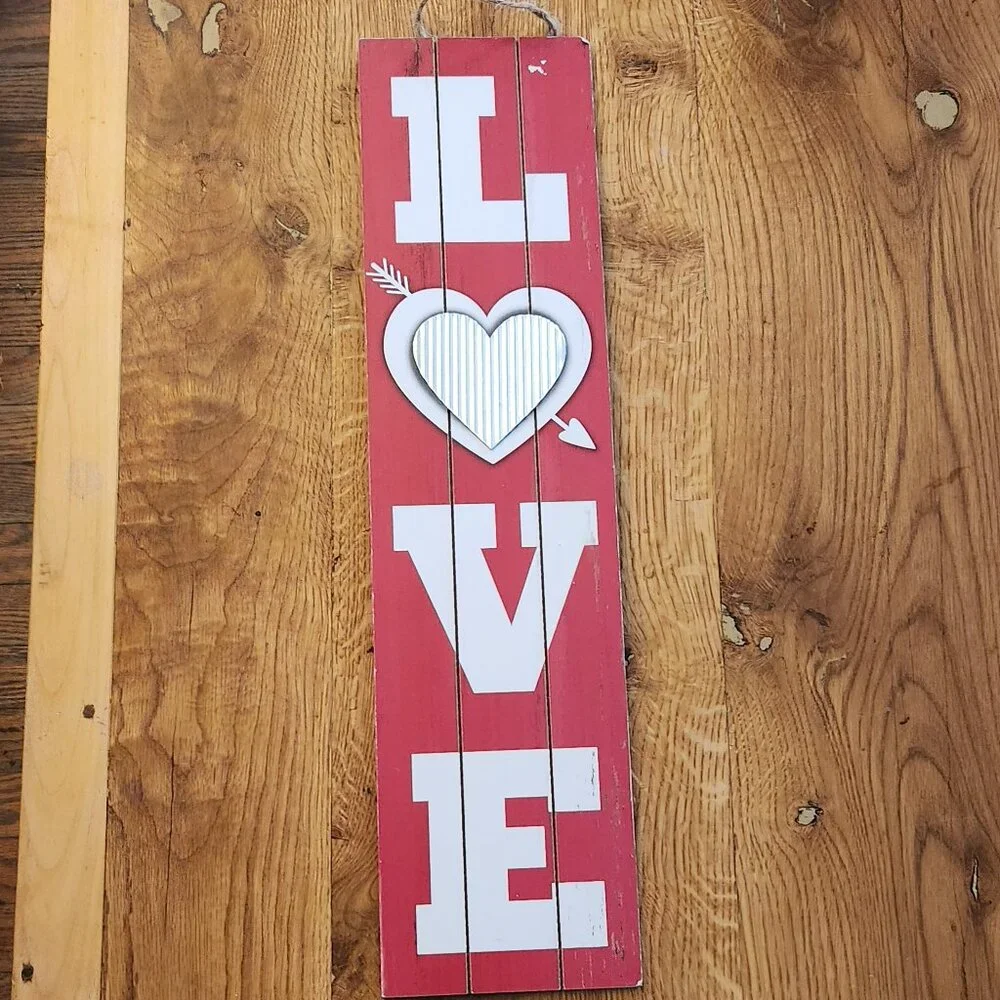 Modern Farmhouse Valentine's Distressed Wood Home Accent